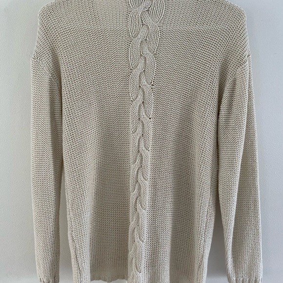 Quinn Cafe Au Lait Sweater with Braid Detail- Small - Picture 2 of 5